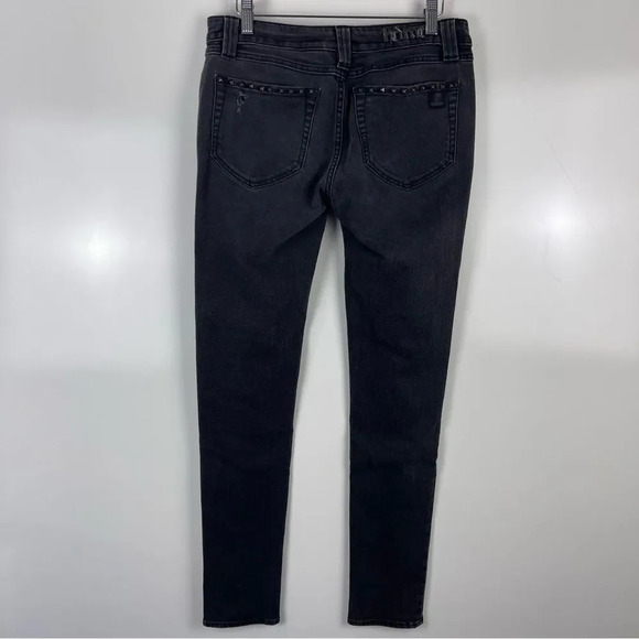 Harley Davidson Faded Black Studded Skinny Jeans Distressed Size 6 - Picture 2 of 10